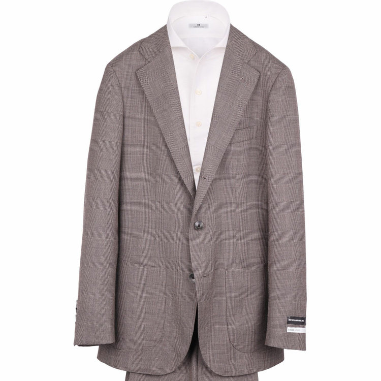 スーツセレクト 【WEB限定/OUTLET】【CLASSICO TAPERED】【春夏】3釦段返りシングルスーツ 2タック/ブラウン×プレイド/パッチポケット＆サイドAJ/NEW ZEALAND WOOL MIX ブラウン系(茶)