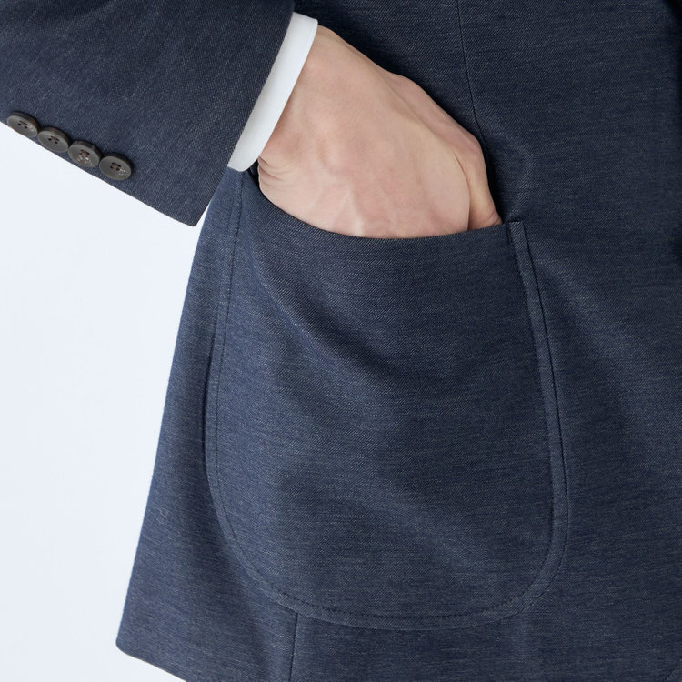 シルバーライン 【発送在庫あり】【CLASSICO TAPERED】【年間】コットンブレンド2釦ジャケット/ネイビー×ソフトデニム/パッチポケット 紺中間