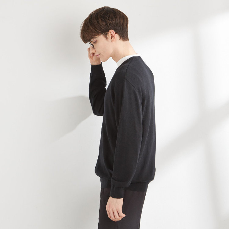 スーツセレクト 【RBC】【秋冬】ウール100%ニットカーディガン/ブラック/ZEGNA BARUFFA/マシンウォッシャブル 黒