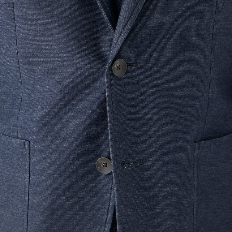 シルバーライン 【発送在庫あり】【CLASSICO TAPERED】【年間】コットンブレンド2釦ジャケット/ネイビー×ソフトデニム/パッチポケット 紺中間