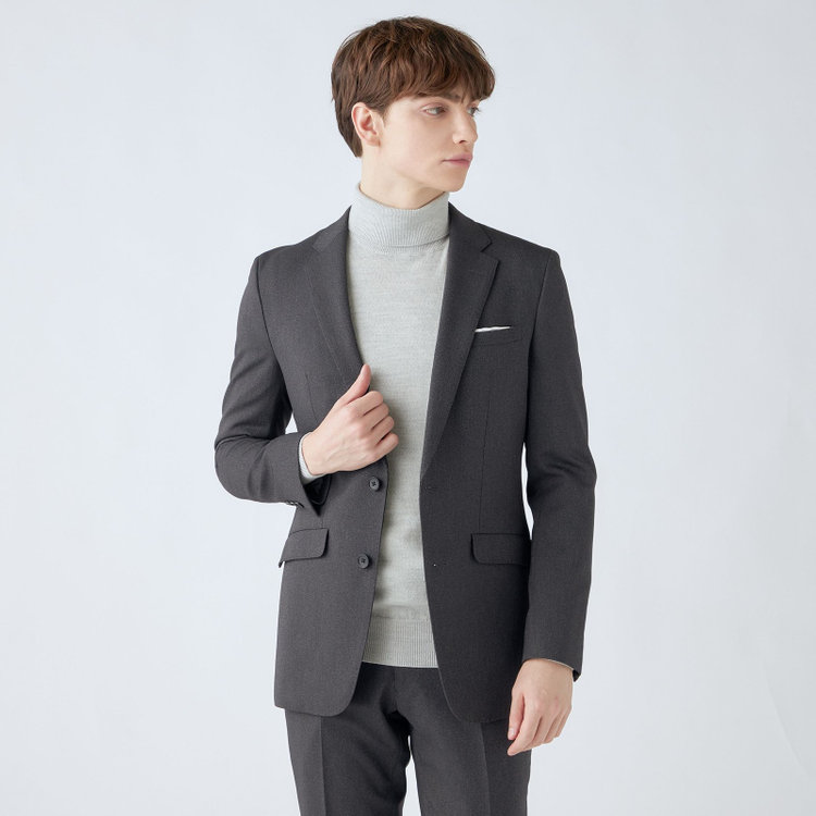 ブラックライン 【SLIM TAPERED_2】【年間】2釦シングルスーツ 0タック/グレー/ウエストシャーリング/4S/※パンツ裾上げ済仕様 グレー濃色