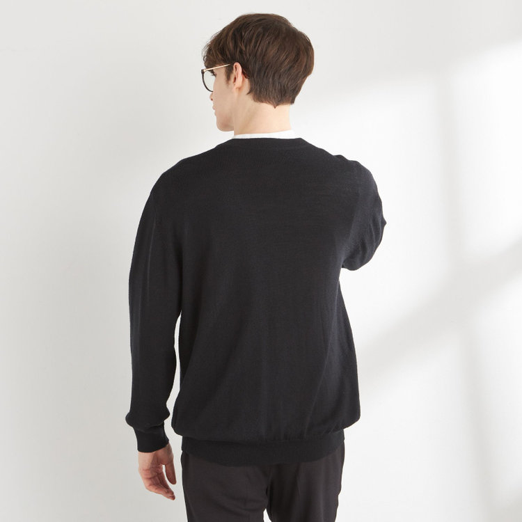 スーツセレクト 【RBC】【秋冬】ウール100%ニットカーディガン/ブラック/ZEGNA BARUFFA/マシンウォッシャブル 黒