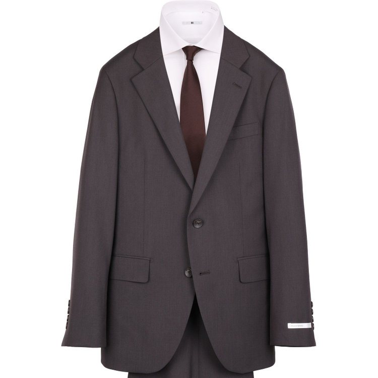 スーツセレクト 【発送在庫あり】【CLASSICO TAPERED】【春夏】2釦シングルスーツ 1タック/ブラウン×ソリッド/ウォシャブル ブラウン系(茶)