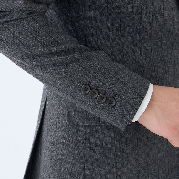 シルバーライン 【CLASSICO TAPERED】【秋冬】2釦シングルスーツ 1タック/グレー×ストライプ/RE:NEWOOL/※裾上げ必要 紺中間