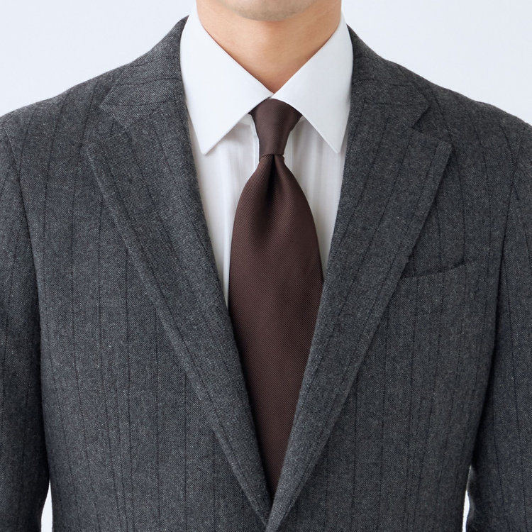 シルバーライン 【CLASSICO TAPERED】【秋冬】2釦シングルスーツ 1タック/グレー×ストライプ/RE:NEWOOL/※裾上げ必要 紺中間