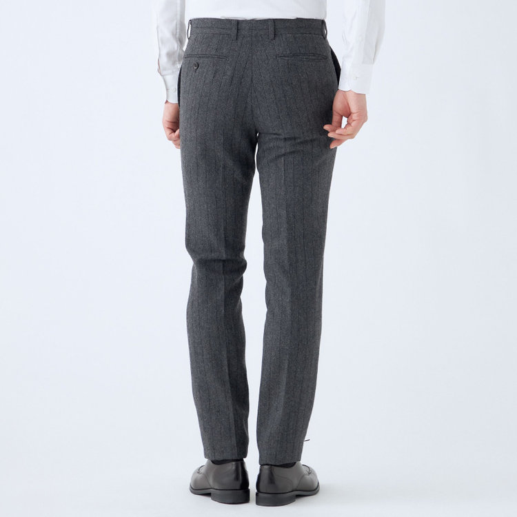 シルバーライン 【CLASSICO TAPERED】【秋冬】2釦シングルスーツ 1タック/グレー×ストライプ/RE:NEWOOL/※裾上げ必要 紺中間