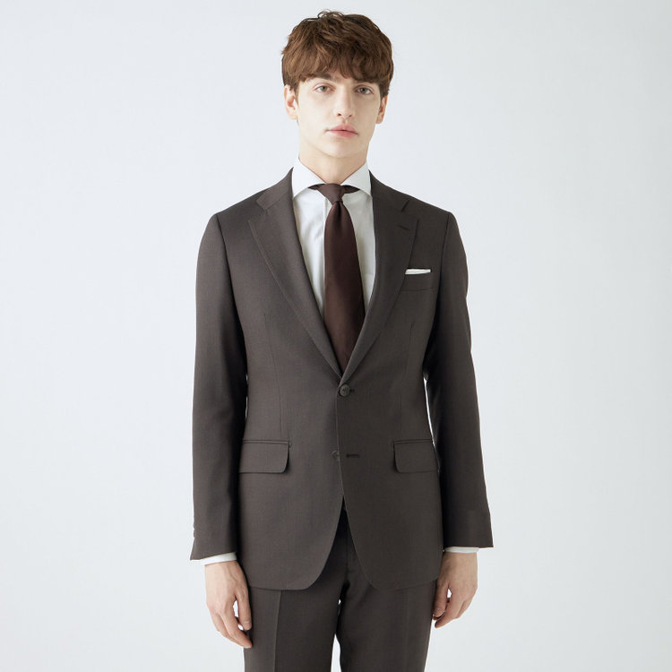 シルバーライン 【CLASSICO TAPERED】【秋冬】2釦シングルスーツ 1タック/ブラウン/super extra fine merino wool Raymond/※裾上げ必要 茶中間
