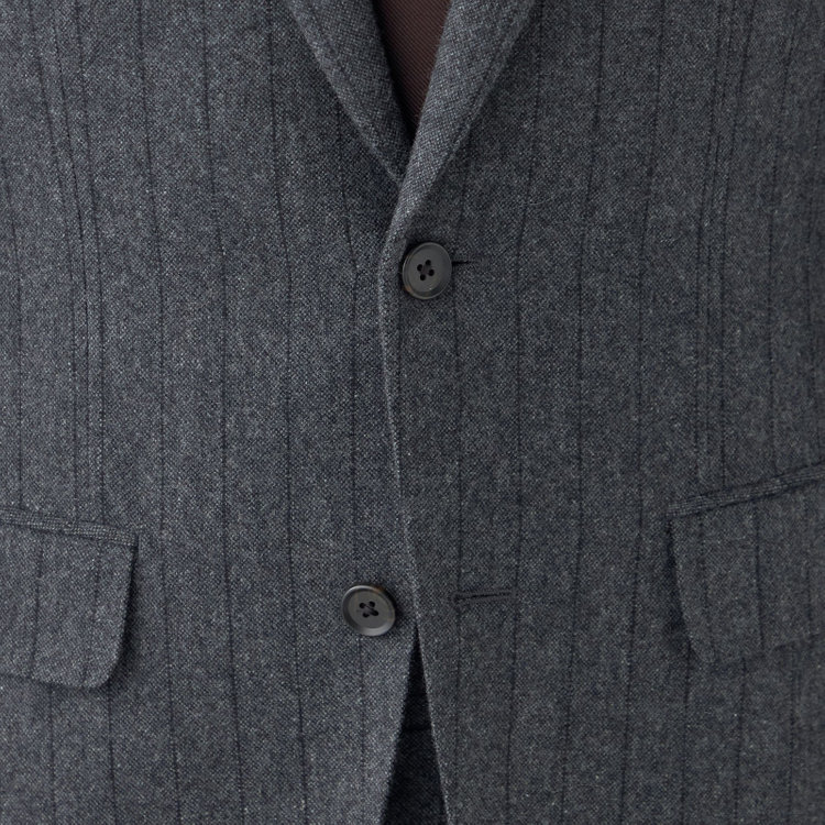シルバーライン 【CLASSICO TAPERED】【秋冬】2釦シングルスーツ 1タック/グレー×ストライプ/RE:NEWOOL/※裾上げ必要 紺中間