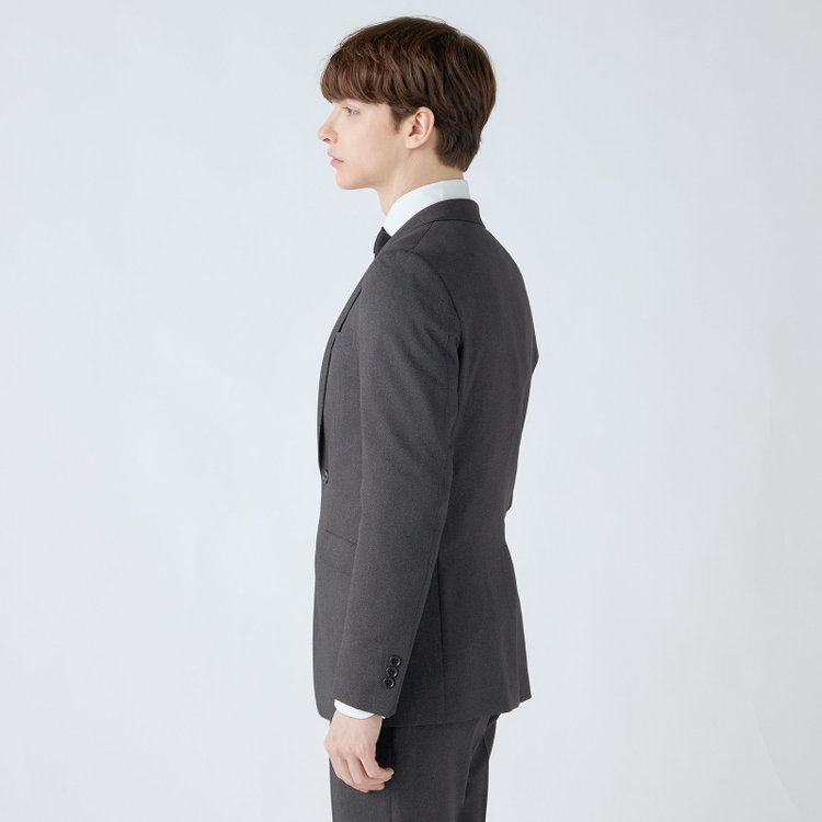 ブラックライン 【SLIM TAPERED_2】【年間】2釦シングルスーツ 0タック/グレー/ウエストシャーリング/4S/※パンツ裾上げ済仕様 グレー濃色