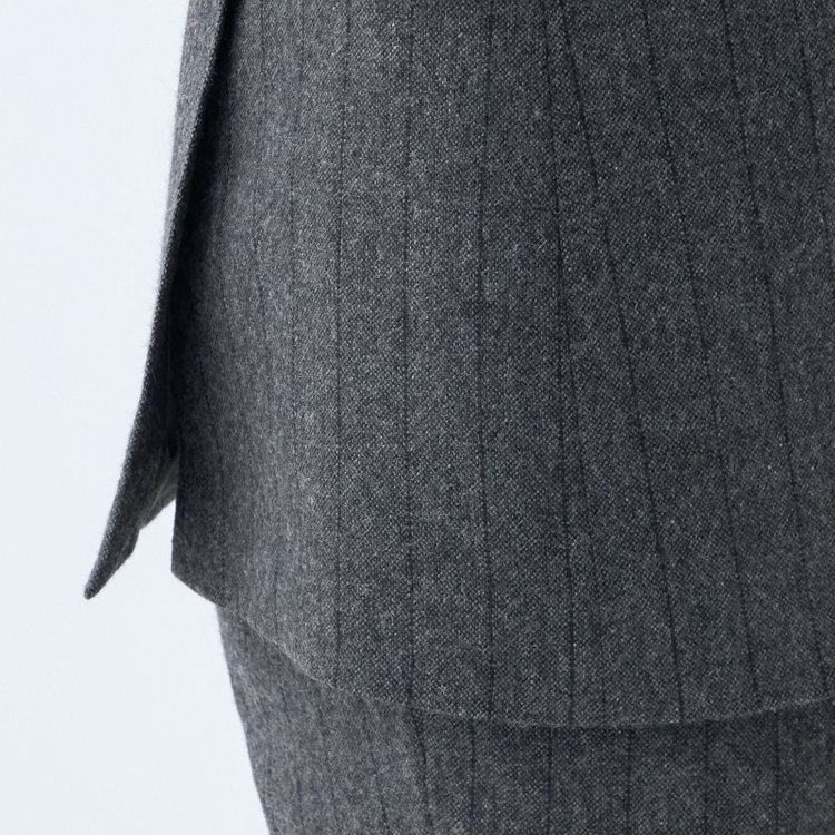 シルバーライン 【CLASSICO TAPERED】【秋冬】2釦シングルスーツ 1タック/グレー×ストライプ/RE:NEWOOL/※裾上げ必要 紺中間