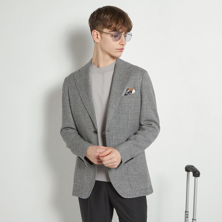 シルバーライン 【CLASSICO TAPERED】【春夏】ウールリネン2釦シングルジャケット/グレー/パッチポケット/MARZOTTO グレー淡色