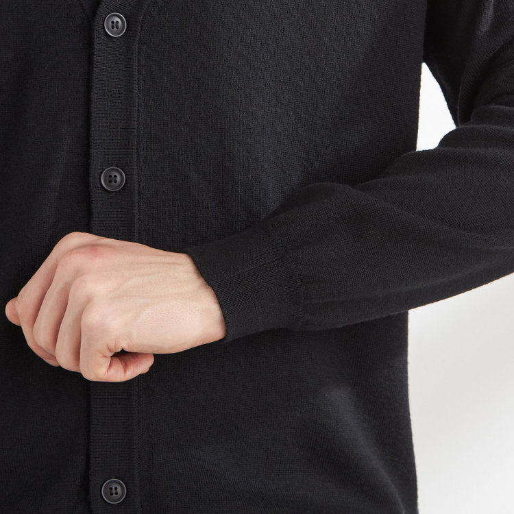 スーツセレクト 【RBC】【秋冬】ウール100%ニットカーディガン/ブラック/ZEGNA BARUFFA/マシンウォッシャブル 黒