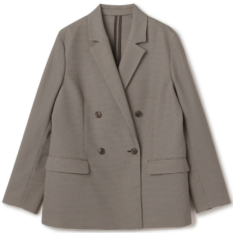 シルバーライン  【SL】【春夏】4釦1掛けダブルジャケット/ブラウン×チェック/ウォッシャブル 青淡色