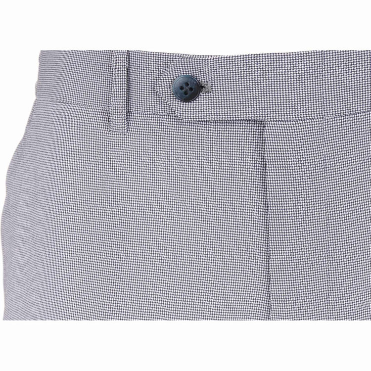 スーツセレクト 【SLIM TAPERED】【春夏】4S 0タックテーパードパンツ/サックス＆ネイビー×ハウンドトゥース/ウエストシャーリング仕様/ウォッシャブル/裾上げ済仕様 ネイビー系(紺)