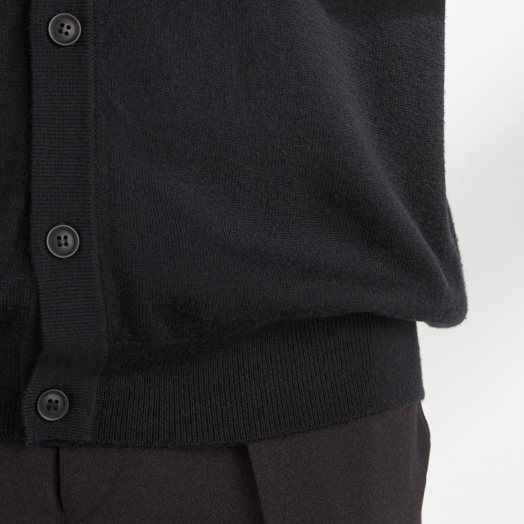 スーツセレクト 【RBC】【秋冬】ウール100%ニットカーディガン/ブラック/ZEGNA BARUFFA/マシンウォッシャブル 黒