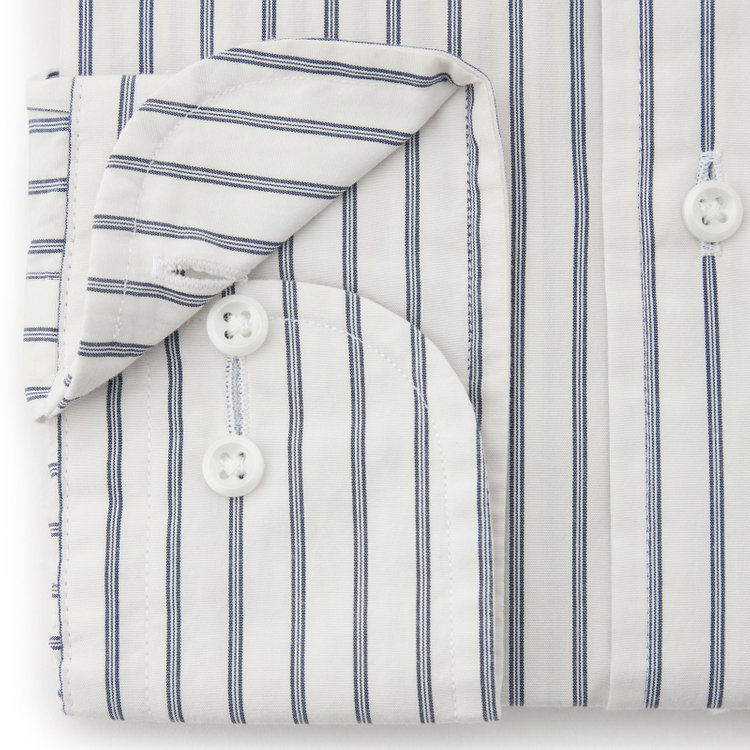 シルバーライン 【RBC】バンドカラーシャツ/アイボリー×ストライプ 青中間