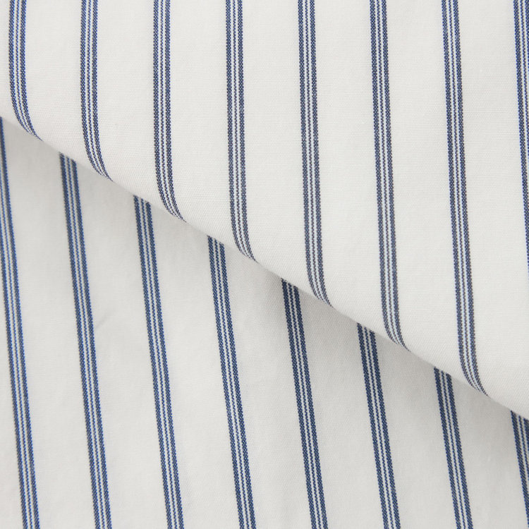 シルバーライン 【RBC】バンドカラーシャツ/アイボリー×ストライプ 青中間