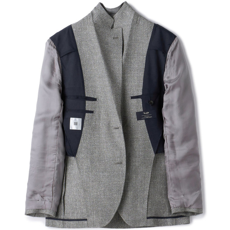 シルバーライン 【CLASSICO TAPERED】【春夏】ウールリネン2釦シングルジャケット/グレー/パッチポケット/MARZOTTO グレー淡色