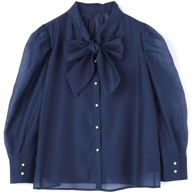 スーツセレクト 【Lady Like BLOUSE】【長袖】ボウタイブラウス/ネイビー 紺中間