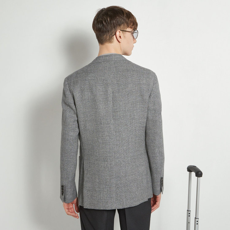 シルバーライン 【CLASSICO TAPERED】【春夏】ウールリネン2釦シングルジャケット/グレー/パッチポケット/MARZOTTO グレー淡色