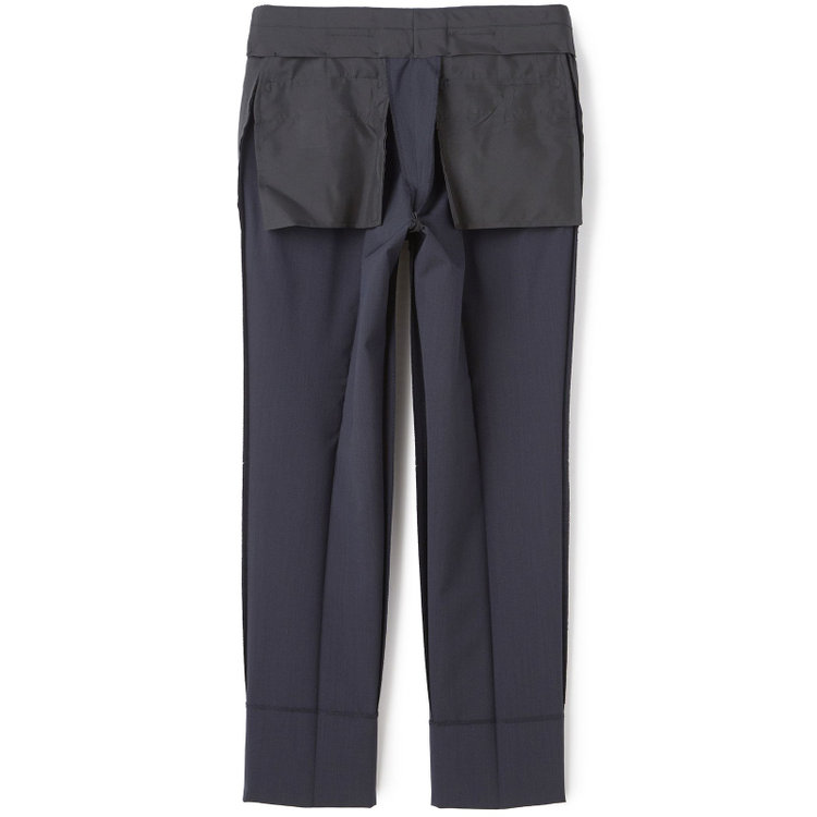 ブラックライン 【SLIM TAPERED_2】【春夏】2釦シングルスーツ 0タック/ネイビー×ヘアラインストライプ/ウエストシャーリング/4S SUSTAINABILITY&ECOLOGY FABRIC/ウォッシャブル/※パンツ裾上げ済仕様 紺中間