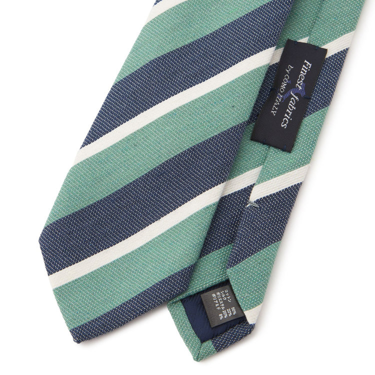 ブラックライン 【BLACK LINE】コットンシルクブレンドストライプネクタイ 7.5cm幅/グリーン×ネイビー×ホワイト/Finest fabrics by COMO ITALY その他