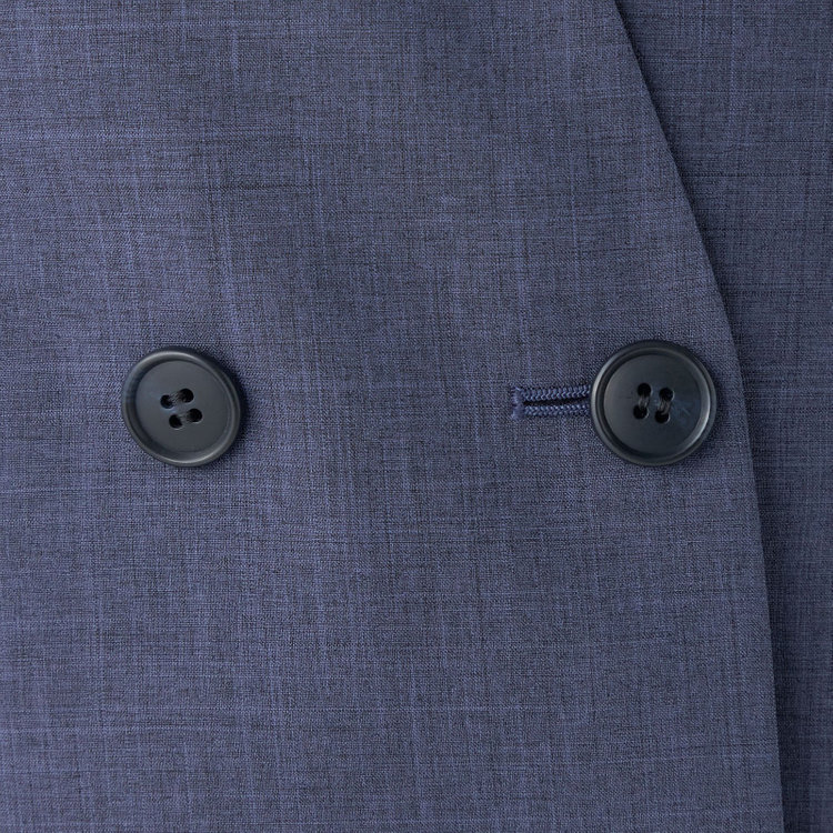 シルバーライン 【RELAX TAPERED】【年間】ノーカラー 2釦1掛けダブル/パンツスーツ/ネイビー/ウエスト内側アジャスター/ウォッシャブル/Naturemier/※パンツ裾上げ済仕様 紺中間