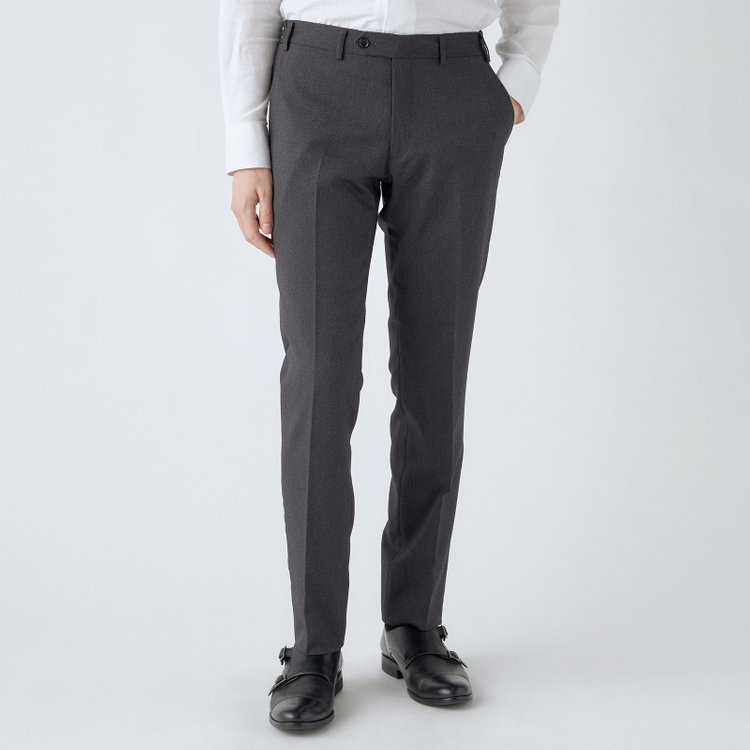 ブラックライン 【SLIM TAPERED_2】【年間】2釦シングルスーツ 0タック/グレー/ウエストシャーリング/4S/※パンツ裾上げ済仕様 グレー濃色