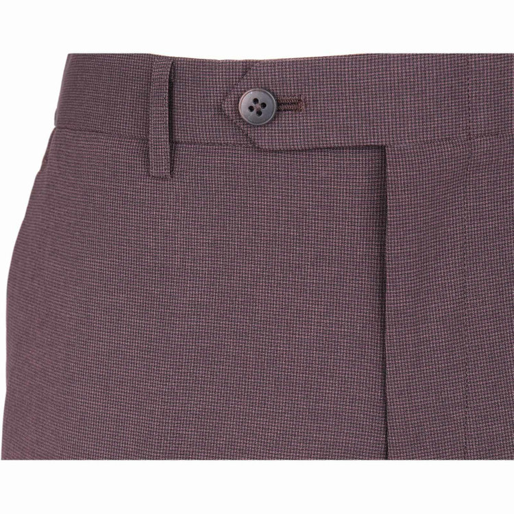 スーツセレクト 【SLIM TAPERED】【春夏】4S 0タックテーパードパンツ/ブラウン＆ブラック×ハウンドトゥース/ウエストシャーリング仕様/ウォッシャブル/裾上げ済仕様 ブラウン系(茶)
