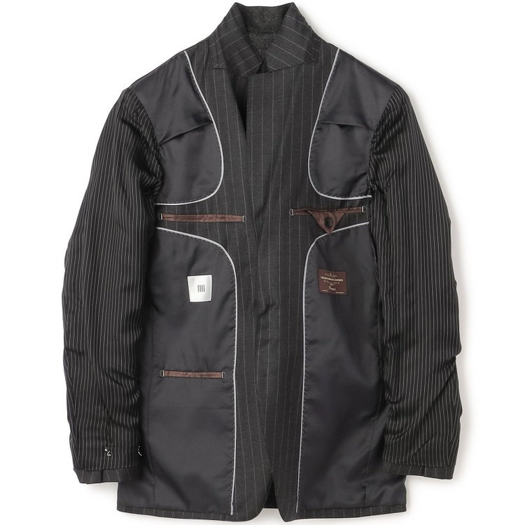 シルバーライン 【発送在庫あり】【CLASSICO TAPERED】【秋冬】2釦シングルスーツ 1タック/グレー×ストライプ/CANONICO 1663 fabric made in italy/※裾上げ必要 グレー中間