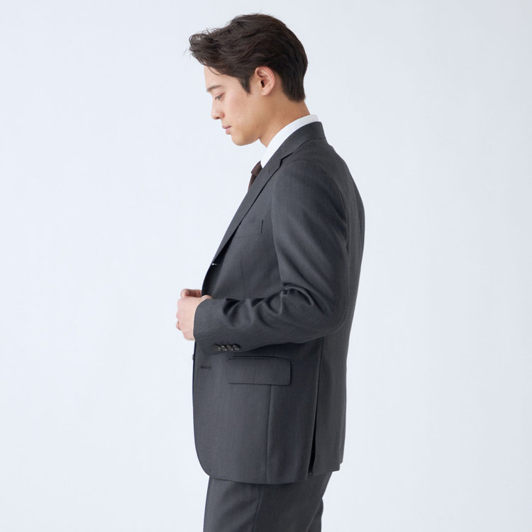シルバーライン 【CLASSICO TAPERED】【年間】3釦段返りシングルスリーピーススーツ 2タック/グレー×ソリッド/NEW ZEALAND WOOL MIX/※裾上げ必要 グレー中間