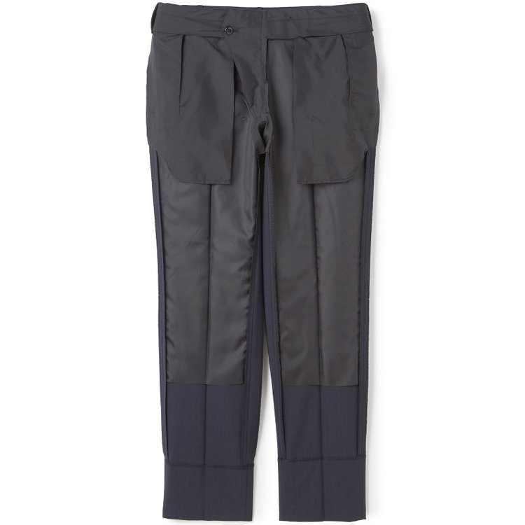 ブラックライン 【SLIM TAPERED_2】【春夏】2釦シングルスーツ 0タック/ネイビー×ヘアラインストライプ/ウエストシャーリング/4S SUSTAINABILITY&ECOLOGY FABRIC/ウォッシャブル/※パンツ裾上げ済仕様 紺中間