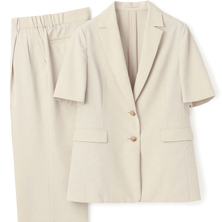 シルバーライン 【RELAX WIDE】【春夏】 2釦シングルジャケットワイドパンツスーツ/ベージュ/4S SUSTAINABILITY&ECOLOGY FABRIC/※パンツ裾上げ済仕様 茶淡色