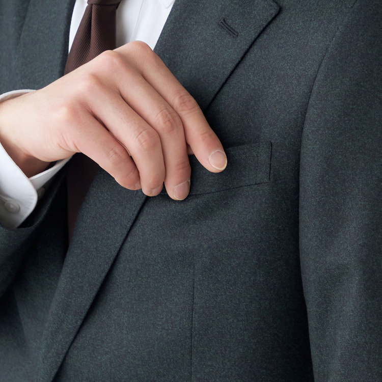 シルバーライン 【CLASSICO TAPERED】【秋冬】2釦シングルスーツ 1タック/グリーン/CANONICO 1663 fabric made in italy/※裾上げ必要 緑中間