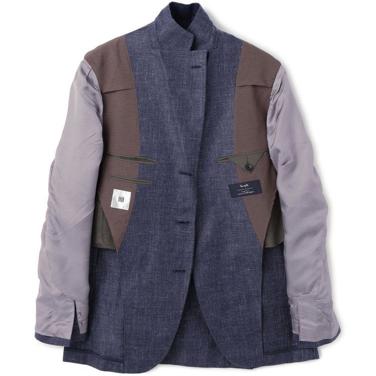 シルバーライン 【CLASSICO TAPERED】【春夏】リネンウール3釦段返りシングルジャケット/ネイビー/パッチポケット/MARZOTTO 青中間