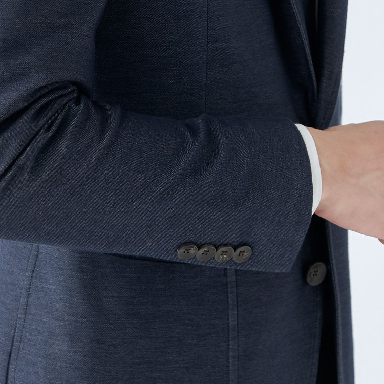 シルバーライン 【発送在庫あり】【CLASSICO TAPERED】【年間】コットンブレンド2釦ジャケット/ネイビー×ソフトデニム/パッチポケット 紺中間