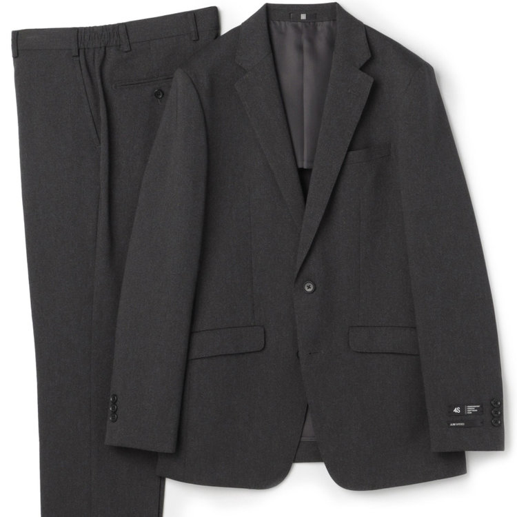ブラックライン 【SLIM TAPERED_2】【年間】2釦シングルスーツ 0タック/グレー/ウエストシャーリング/4S/※パンツ裾上げ済仕様 グレー濃色
