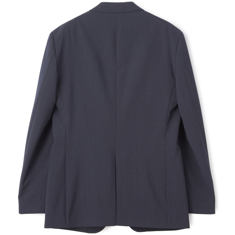 ブラックライン 【SLIM TAPERED_2】【春夏】2釦シングルスーツ 0タック/ネイビー×ヘアラインストライプ/ウエストシャーリング/4S SUSTAINABILITY&ECOLOGY FABRIC/ウォッシャブル/※パンツ裾上げ済仕様 紺中間