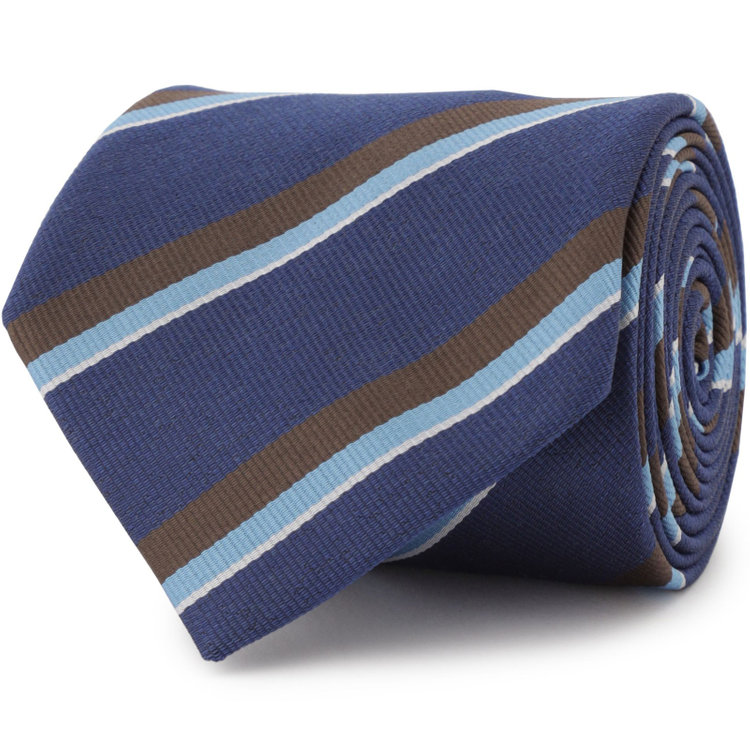 シルバーライン 【BLACK LINE】ポリエステルシルクストライプネクタイ 7.5cm幅/ネイビー その他