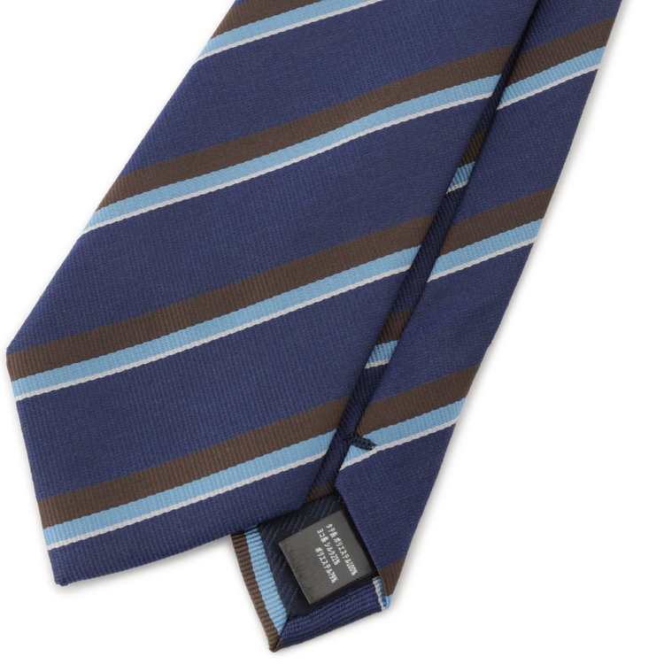 シルバーライン 【BLACK LINE】ポリエステルシルクストライプネクタイ 7.5cm幅/ネイビー その他