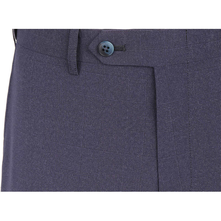 スーツセレクト 【SLIM TAPERED】【春夏】0タックテーパードパンツ/ネイビー×チェック/ウエストムーブ/ウォッシャブル/4S ネイビー系(紺)