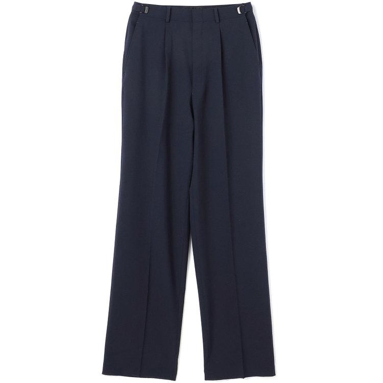 ソノタ 【BLACK LINE】【春夏】1タックワイドシルエットパンツ/ネイビー×シアサッカー/NEW ZEALAND WOOL MIX Super100’s/※裾上げ必要 紺中間
