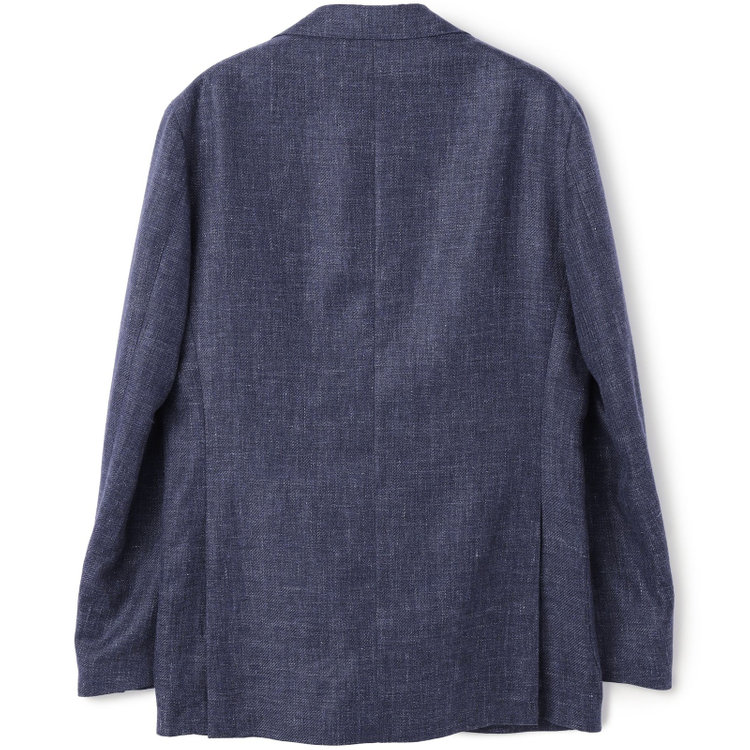 シルバーライン 【CLASSICO TAPERED】【春夏】リネンウール3釦段返りシングルジャケット/ネイビー/パッチポケット/MARZOTTO 青中間