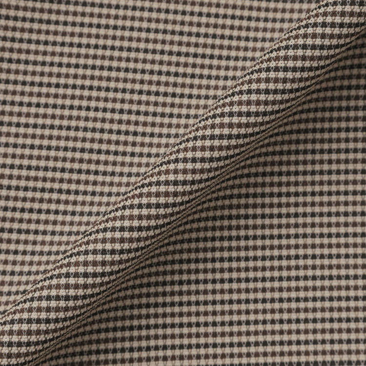 シルバーライン  【SL】【春夏】4釦1掛けダブルジャケット/ブラウン×チェック/ウォッシャブル 青淡色