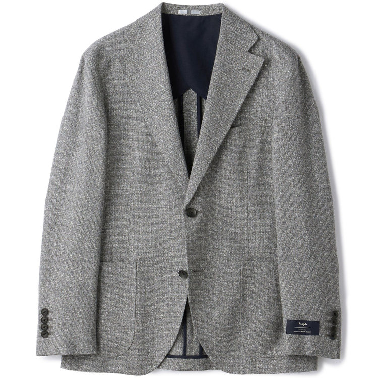 シルバーライン 【CLASSICO TAPERED】【春夏】ウールリネン2釦シングルジャケット/グレー/パッチポケット/MARZOTTO グレー淡色