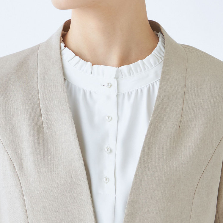 シルバーライン 【SL】【年間】ノーカラージャケット/ベージュ/ウォッシャブル 茶淡色