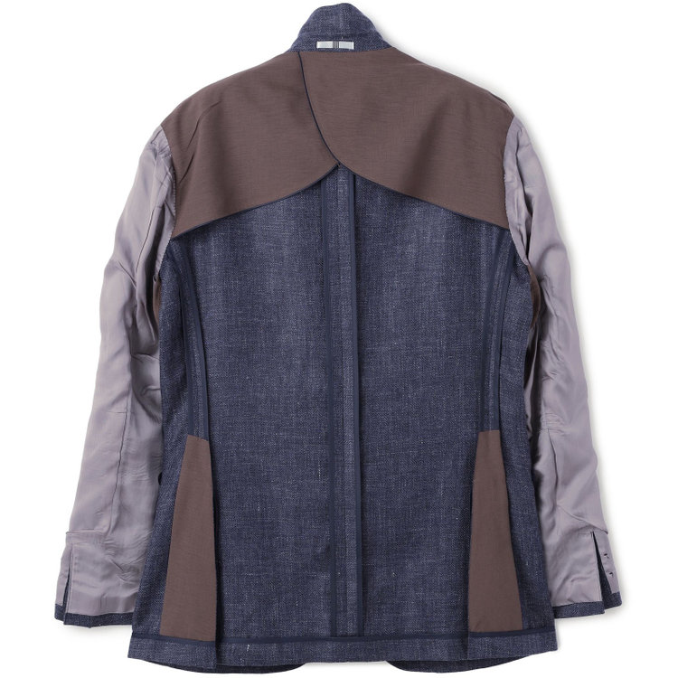 シルバーライン 【CLASSICO TAPERED】【春夏】リネンウール3釦段返りシングルジャケット/ネイビー/パッチポケット/MARZOTTO 青中間