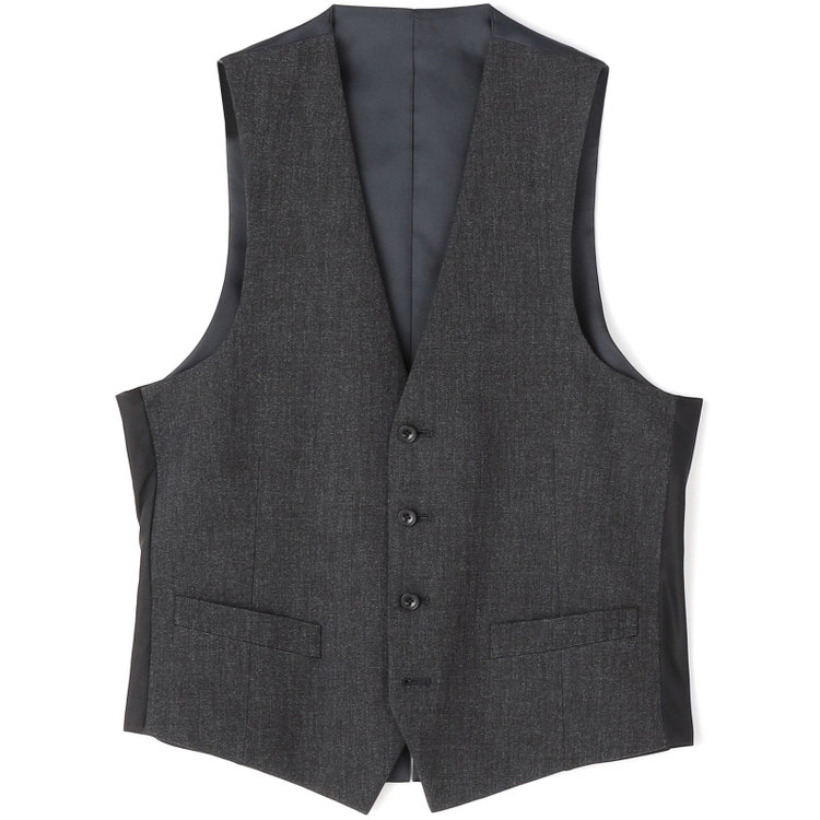 ブラックライン 【SLIM TAPERED_2】【秋冬】2釦シングルスリーピーススーツ 0タック/グレー/ウエストシャーリング/4S SUSTAINABILITY&ECOLOGY FABRIC/※パンツ裾上げ済仕様 グレー濃色