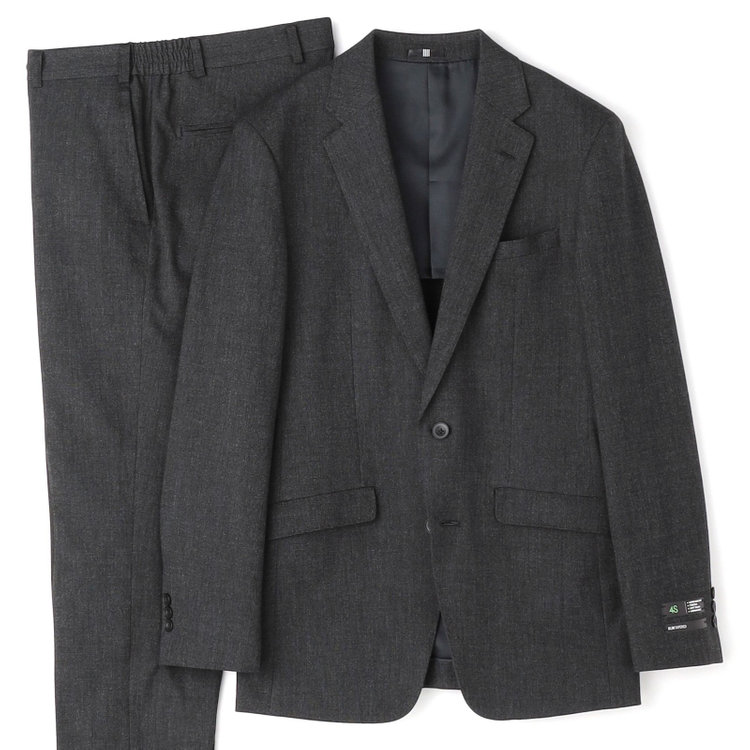ブラックライン 【SLIM TAPERED_2】【秋冬】2釦シングルスリーピーススーツ 0タック/グレー/ウエストシャーリング/4S SUSTAINABILITY&ECOLOGY FABRIC/※パンツ裾上げ済仕様 グレー濃色