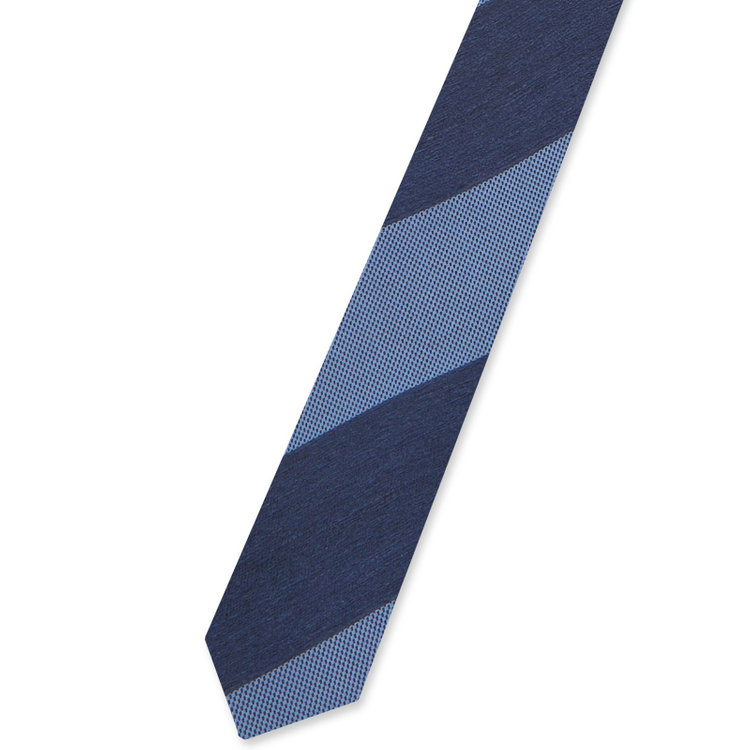 ブラックライン 【発送在庫あり】【BLACK LINE】シルクリネンストライプネクタイ 7.5cm幅/ネイビー×ブルー/ITALIAN FABRICS その他